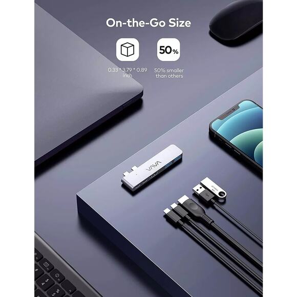 VAVA 5-in-2 USB-C Hub - Transfer, USB-C Port, HDMI Port 2 USB-A Ports - Picture 2 of 8